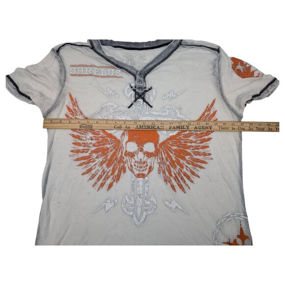 Mens Surplus‎ Brand Shirt Sz XL, Thin Lightweight Breathable Skull Wings Cross - Picture 7 of 8